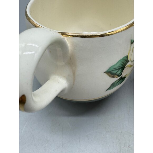 Cavalier Eggshell Porcelain Creamer & Sugar Magnolia Flower Design & Gold READ - Picture 4 of 16